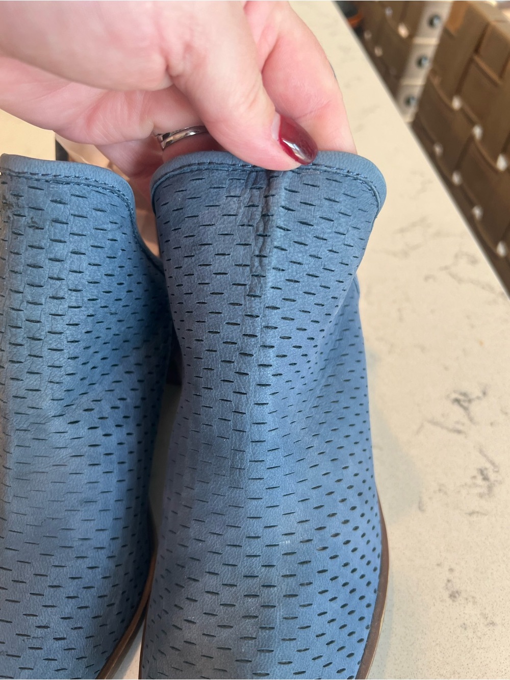Lucky Brand Women’s Blue Perforated Side-Cut Ankle Bootie - 8/38 - Picture 3 of 11